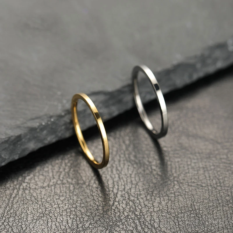 2mm Super Fine Stainless Steel Rings High Quality Fashion Flat Inside Spherical Titanium Ring Jewelry Accessories - view 2