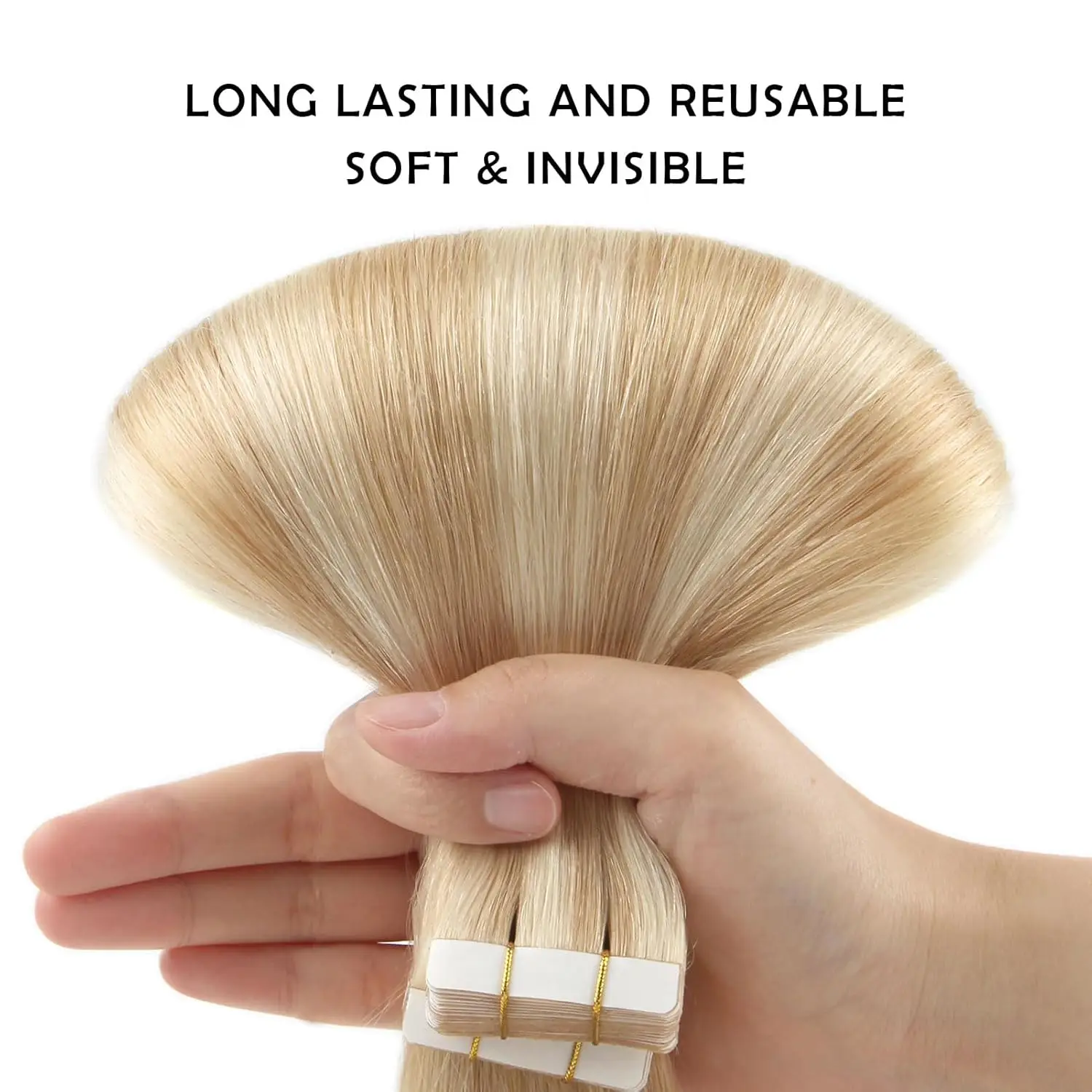 #8/613 Highlight Blonde Bone Straight Tape In Human Hair Extensions 100% Human Hair Extensions Skin Weft Adhesive Glue For Salon