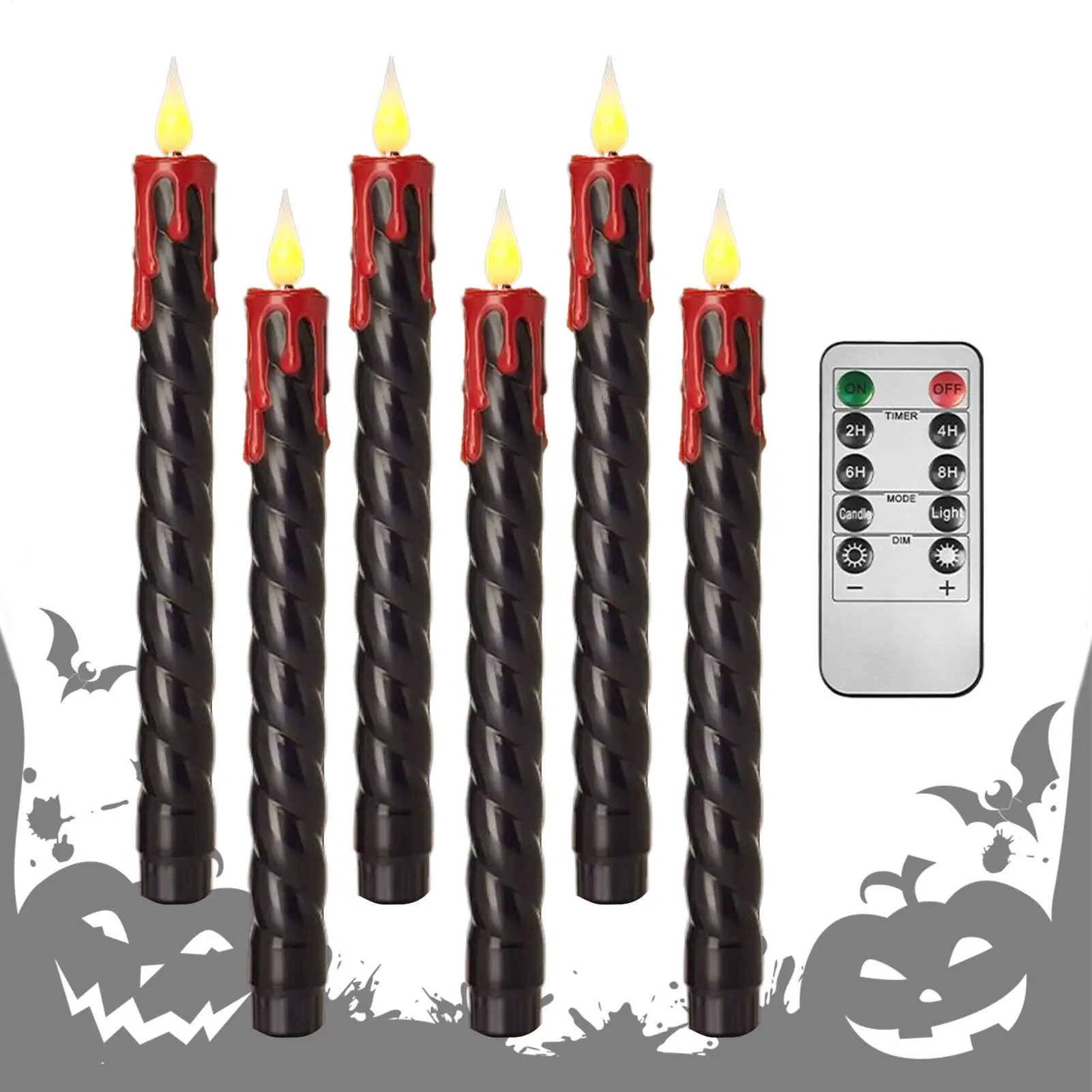 

LED Candle Flickering Candles Battery Operated Halloween Dimmable Light Realistic Candlestick For Theater Stage Meditation