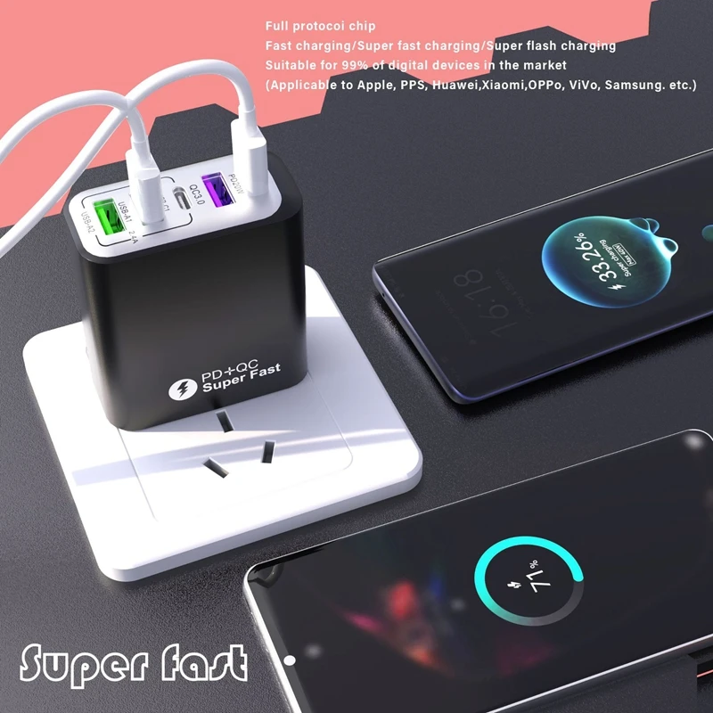 جديد 120 واط 5 في 1 شاحن شحن سريع للغاية USB-C QC 3.0 Type-C GaN شاحن الهاتف محول الهاتف آيفون 17 سامسونج 2026 #4