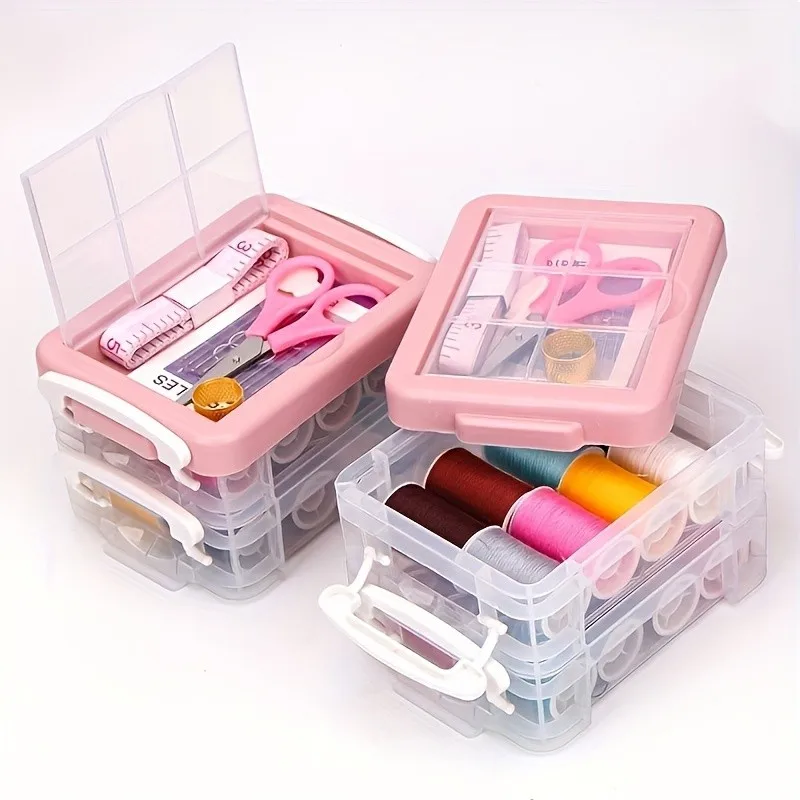 30-piece Sewing Kit Set, Household Patching Needle and Thread Bag, Three-layer Handmade Needle and Thread Storage Box