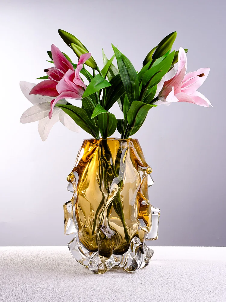 Light luxury ins style creative crystal glass vase water raised flowers high-end home flower arrangement ornament