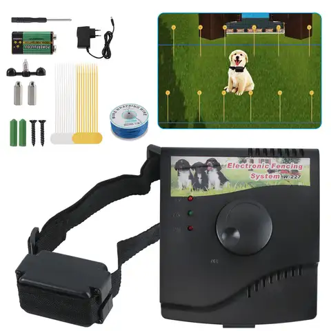 Sistema de valla eléctrica para perros, Collar de choque de contención para mascotas, Patio, jardín, impermeable