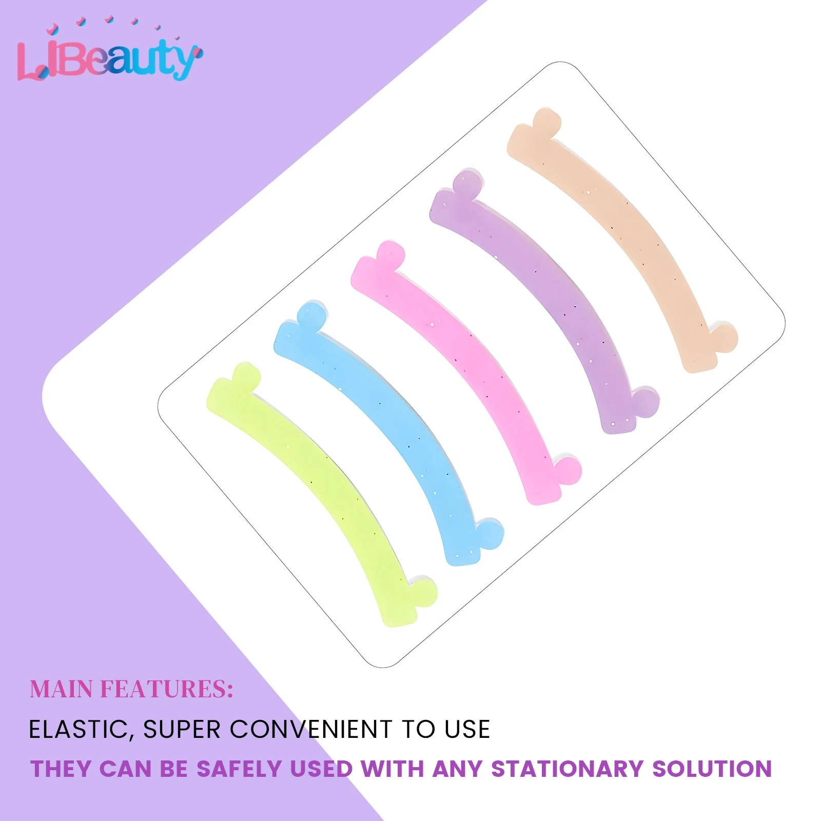 Libeauty 5 ペアレインボーカーラーリボン再利用可能なシリコーンラッシュリフトパッドカバーアイラッシュアクセサリーメイクアップと美容ツール