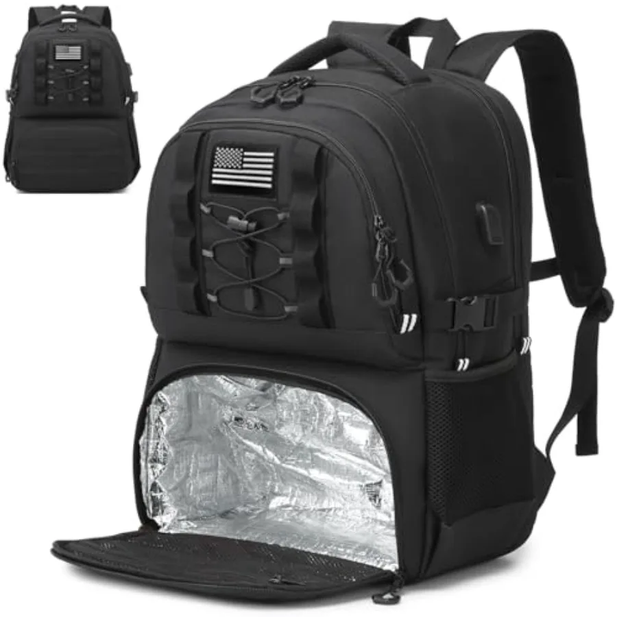 

Laptop Lunch Backpack for Men - Large Capacity Insulated Cooler Backpack with Lunch Compartment and USB Post RFID Work Backpack