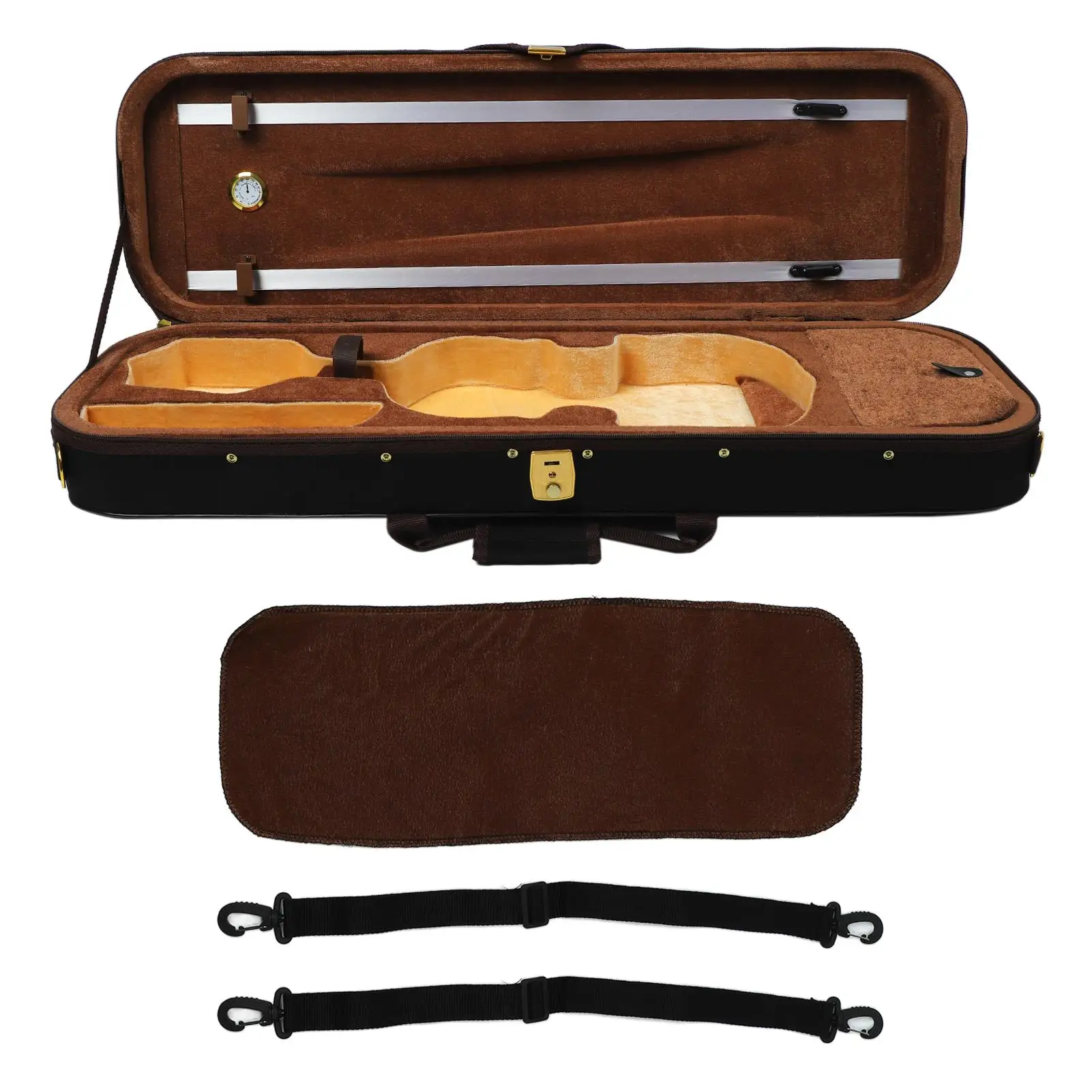 Hard Shell 4/4 Size Violin Storage Case with Hygrometer - Musical Instrument Protection Bag