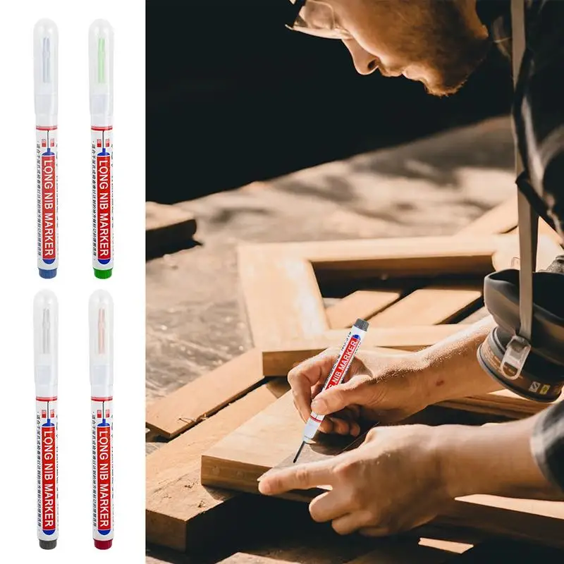Long Nose Markers Quick-Dry Long Nose Marking Tool Colorful Carpenter Deep Reach Marking Tools Architectural Marker Ink Scriber