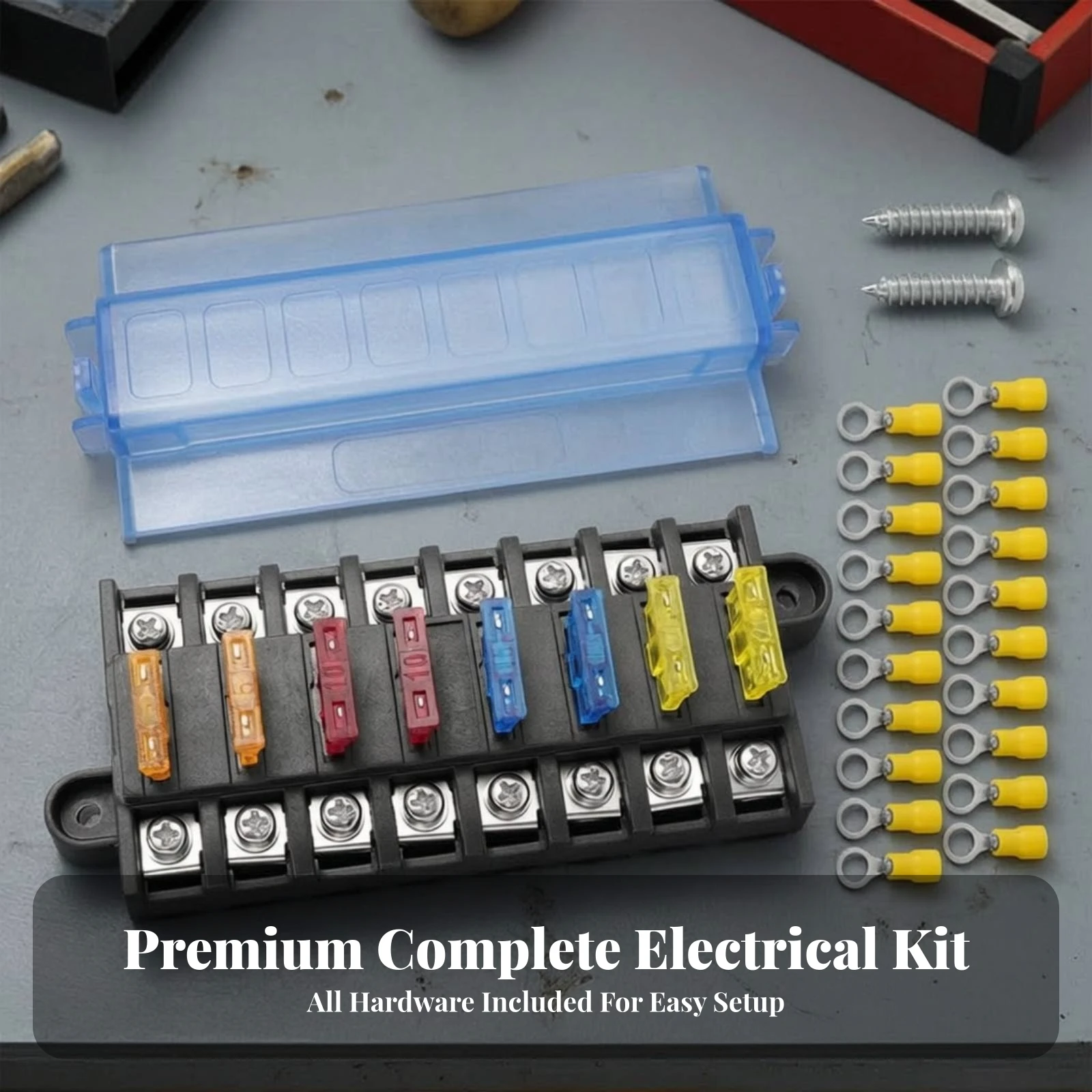 8-Way Fuse Box with Cover Easy to Install 8-Way Fuse Box Electrical Component Robust Hardware Secure for DIYers