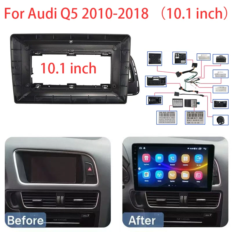 

LHD 9/10,1 дюйма для Audi Q5 2009-2018 2DIN стерео панель 16PIN жгут проводов разъем кабеля питания декодер Canbus