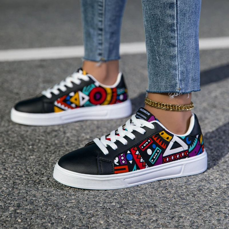

Men's Floral Printed Casual Sneakers Shoes, Men's Trendy Pattern Low-Top Shoes, Men's Non Slip Outdoor Daily Shoes Male Footwear