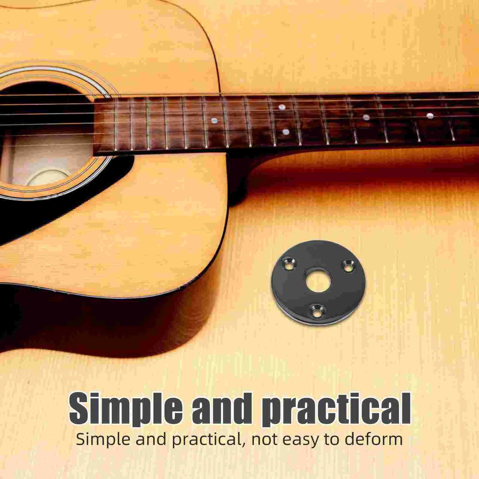 1 4 인치 기타 잭 플레이트 들여 쓰기 둥근 금속 소켓 튼튼한 철 구리 니켈 도금 쉬운 설치 나사 전기