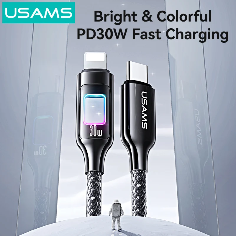 USAMS PD 30W Type C Cable for iPhone 14 Pro Max Fast Charging for Apple Devices for iPhone 13 12 ~iPhone 8 C to Lightning Cable