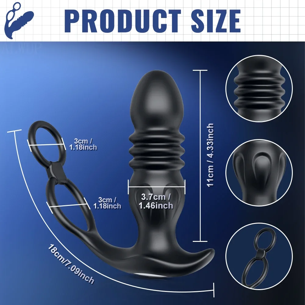 ذكر Thrusting جهاز تدليك للبروستاتا APP التحكم هزاز قفل حلقة للرجال مثلي الجنس المكونات الشرج تلسكوبي بعقب المكونات لعبة الجنس للكبار