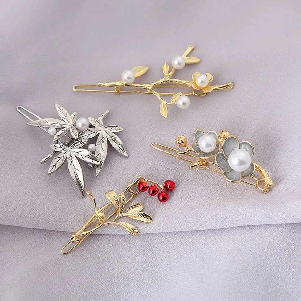 Clip Leuke Elegante Pruimenbloesem Bloem Meisjes Vrouwen Olie Droping Legering Zijclip Bloem Barrette Haaraccessoires Peer Haarspeld