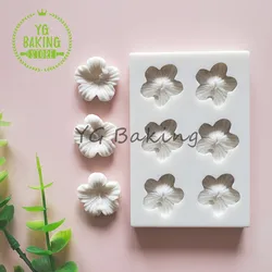 Dorica 6 Holes Hibiscus Flower Silicone Mold 3D Fondant Chocolate Mould DIY Cake Decorating Tools Kitchen Accessories Bakeware