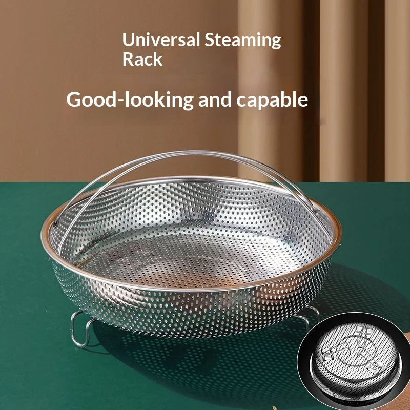 

Foldable Handle Stainless Steel Steam Basket Thickened Heat Resistant Colander for Rice Cooker Pot Oven Kitchen Cooking Tool