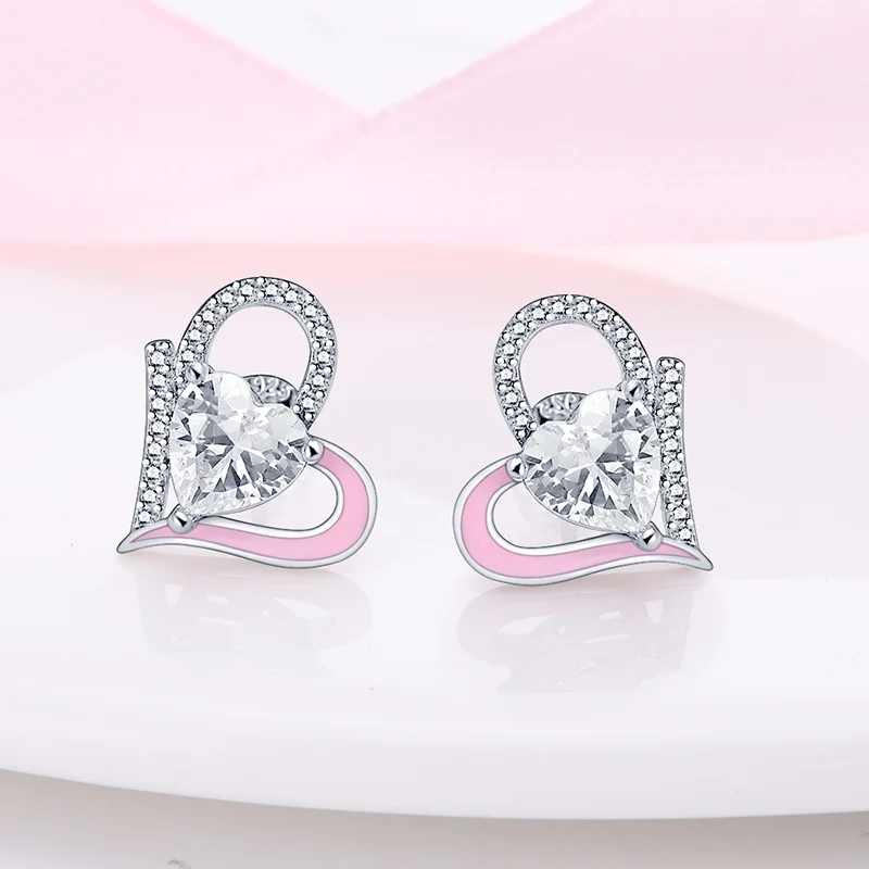 Women's Earrings S925 Silver Original Heart Angel Earrings Suitable For Party Couple The Perfect Gift For Everyday Wear Hot