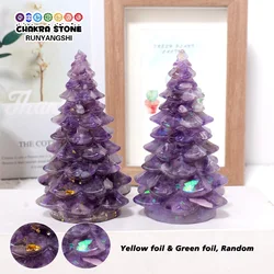1PC Crystal Christmas Tree Holiday Decorations Home Decor Desktop Ornaments Stone Crafts Collect Energy Healing Gemstone Gift