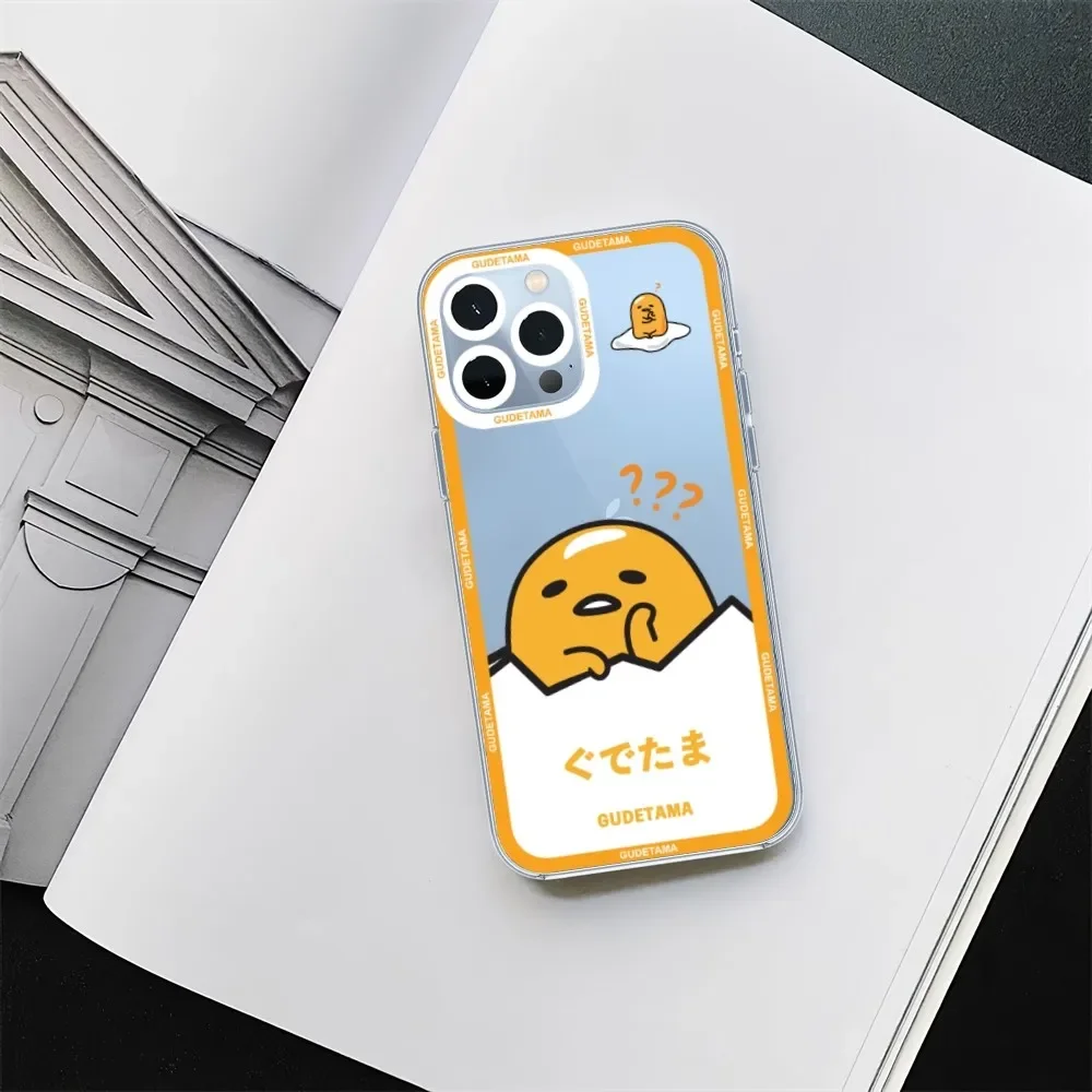 Cute G-Gudetamas Lazy E-Egg Phone Case For iPhone 11 12 Mini 13 14 15 Pro Max Transparent Shell