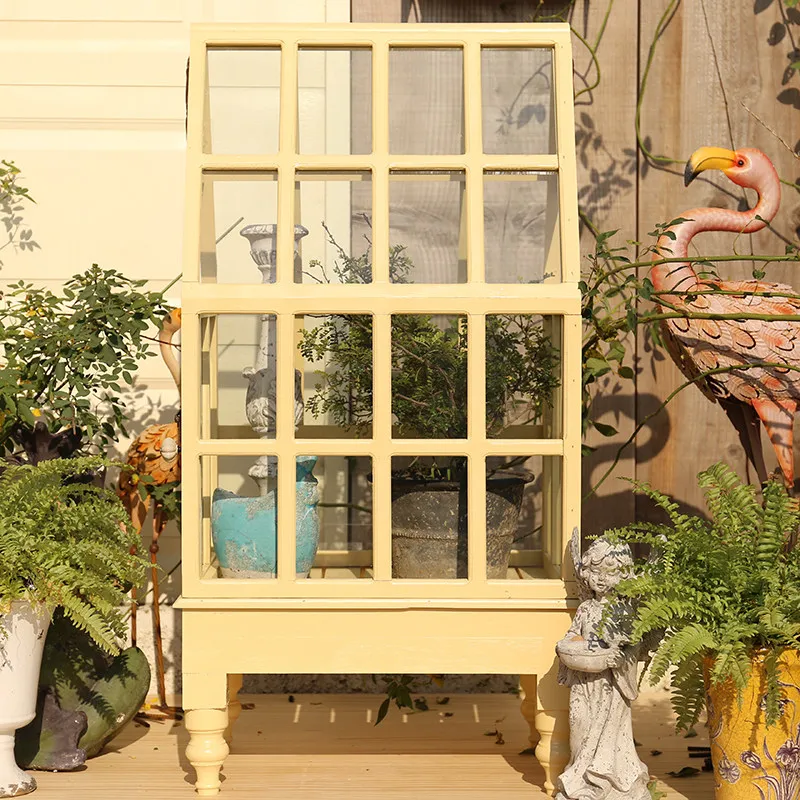 solid wood glass flower room heating floor flower trellis succulent sun room indoor cold proof flower room decoration