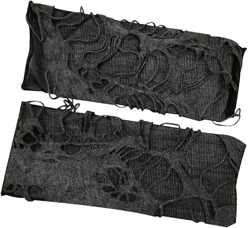 Gants fendus cassés d'Halloween pour adultes, gants sans doigts gothiques sexy, accessoires de mode, trous déchirés noirs, cosplay, 1 paire