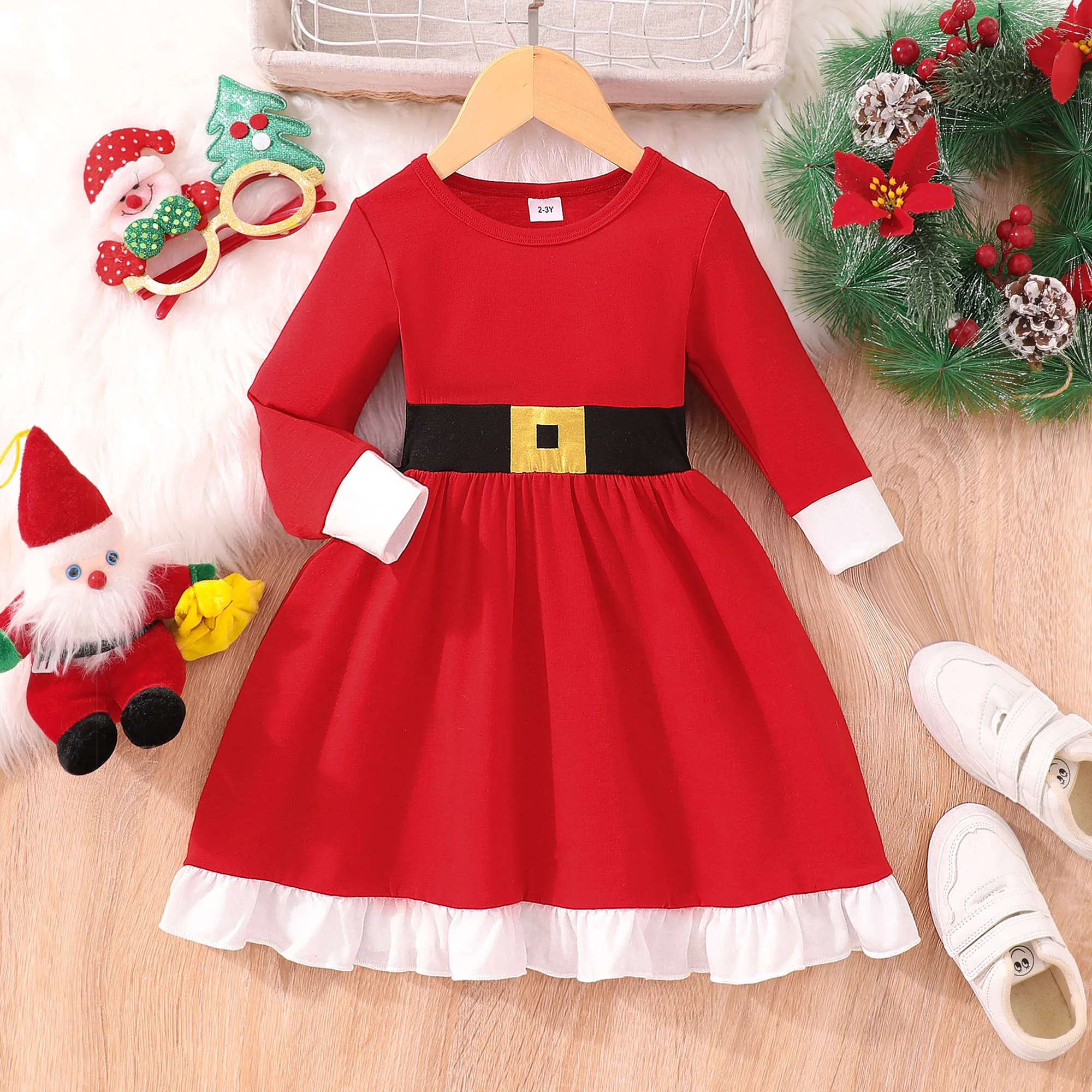 【Ready Stock】Christmas Dress for Kids Girl 2-7 Years Terno For Children Christmas Dresses Girls Christmas Clothes