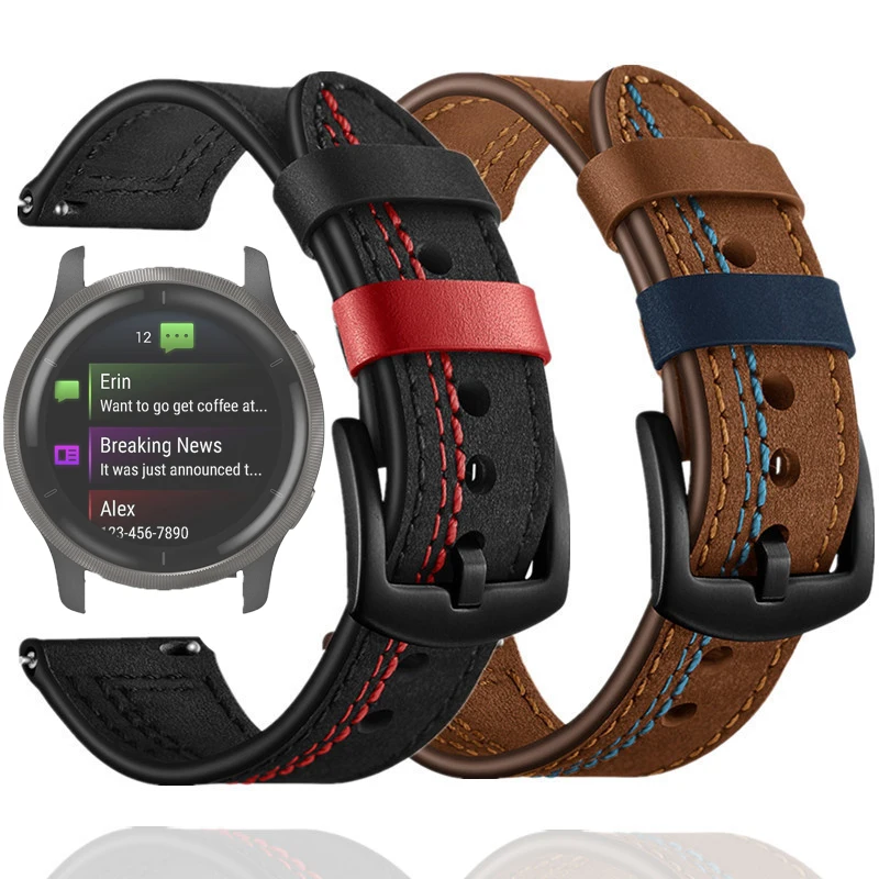 

Кожаный ремешок для часов Garmin Venu 3 2 Plus SQ SQ2, спортивный ремешок для Garmin Forerunner 265 255 245 645 168 165 55 Vivoactive 5 3