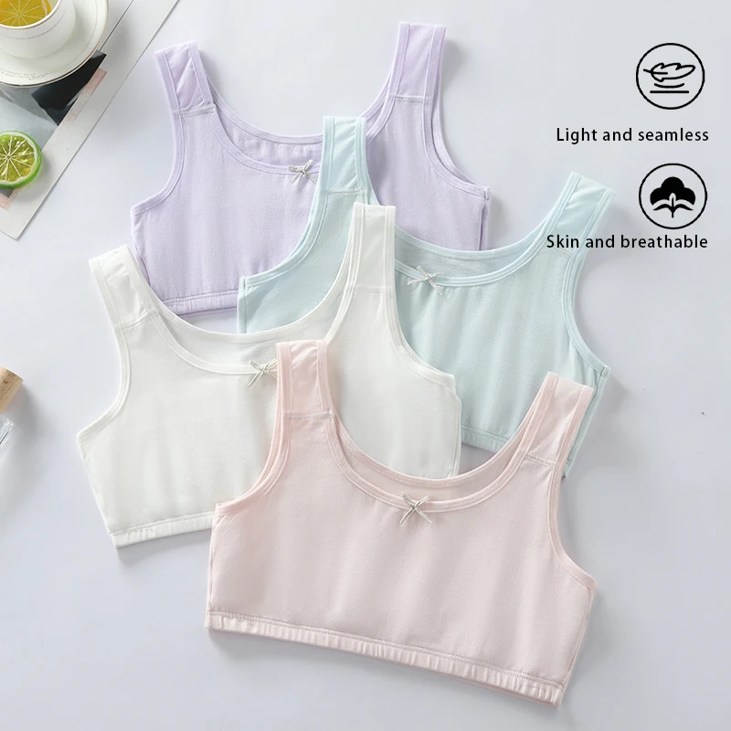 Girls' developmental period underwear, vest, anti protrusion point, breathable, primary school students, girls, strapless, middl