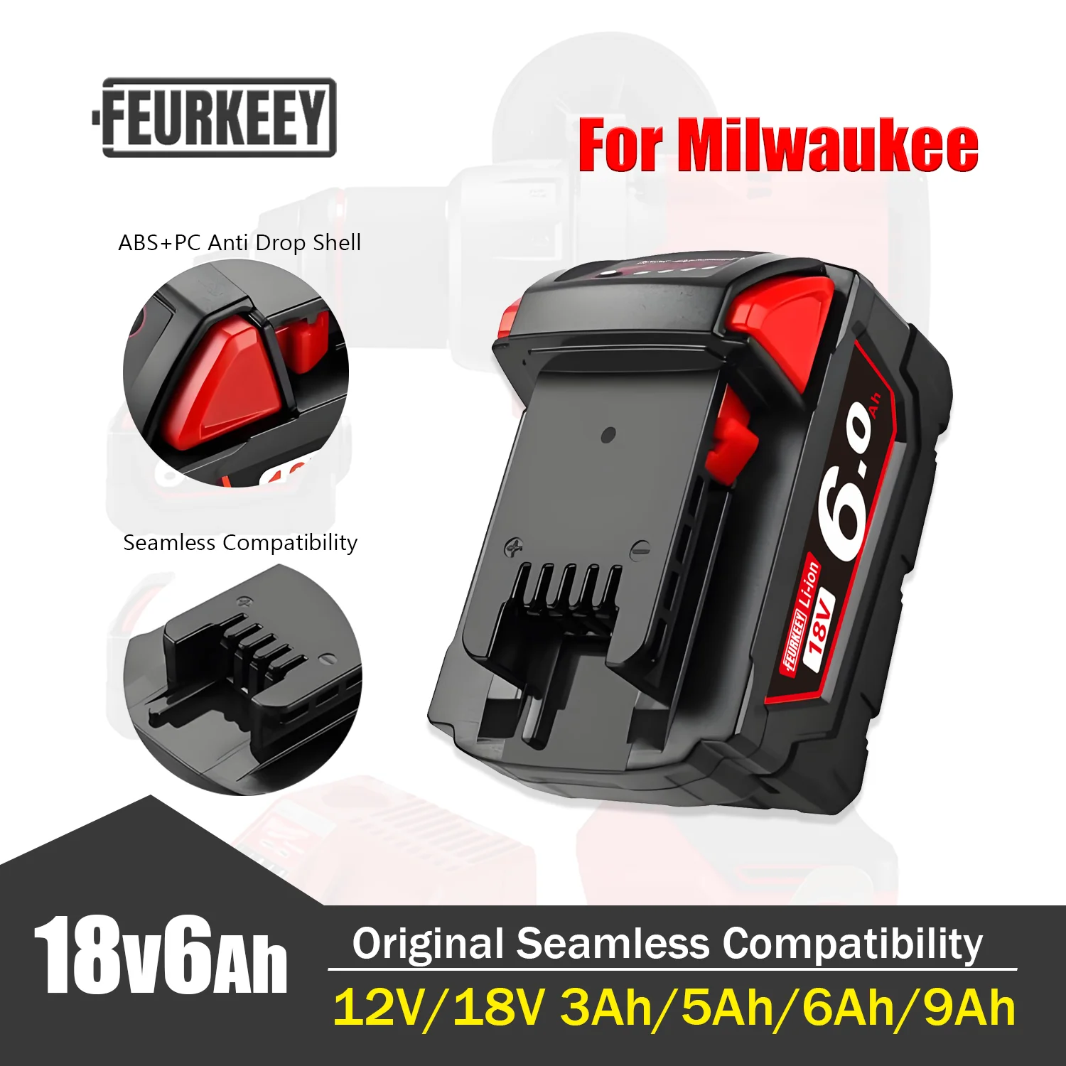 

Original For Milwaukee Batteries M18B5 XC Lithium Battery 18v 5.0/6.0 battery charger For Milwaukee M12 3.0/5.0/6.0/9.0Ah M18