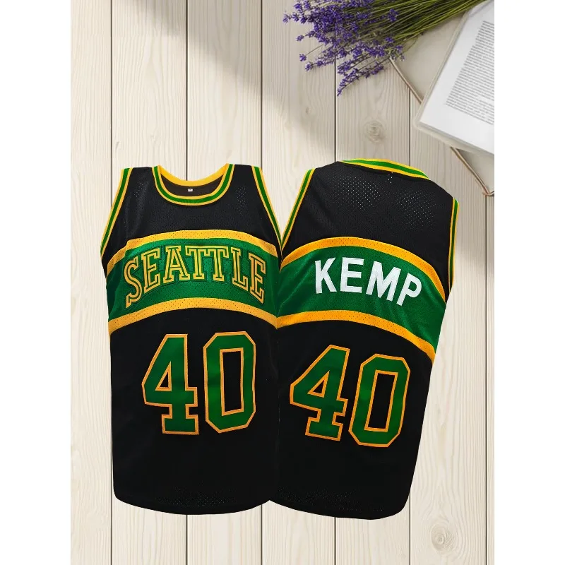 

Мужская баскетбольная майка SEATTLE, сшитая буквами и номерами, свободный дышащий жилет без рукавов с круглым вырезом для тренировок, повседневная одежда