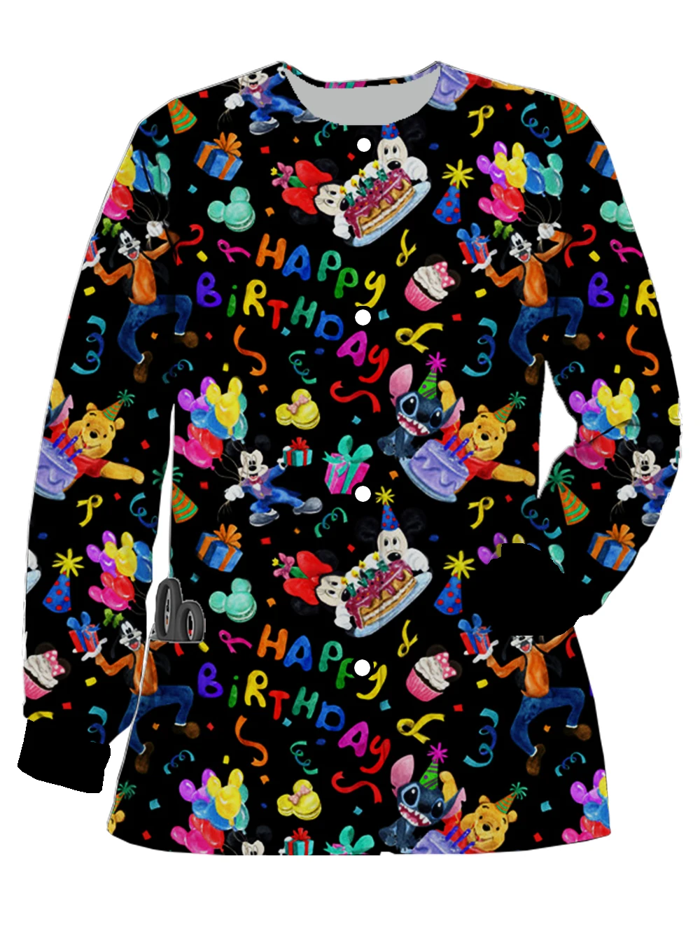 

Рабочая одежда для медсестер с принтом Микки Мауса, Дональда Дака и цветочных фей, серия Disney, женские топы на весну и осень, кардиган с карманами