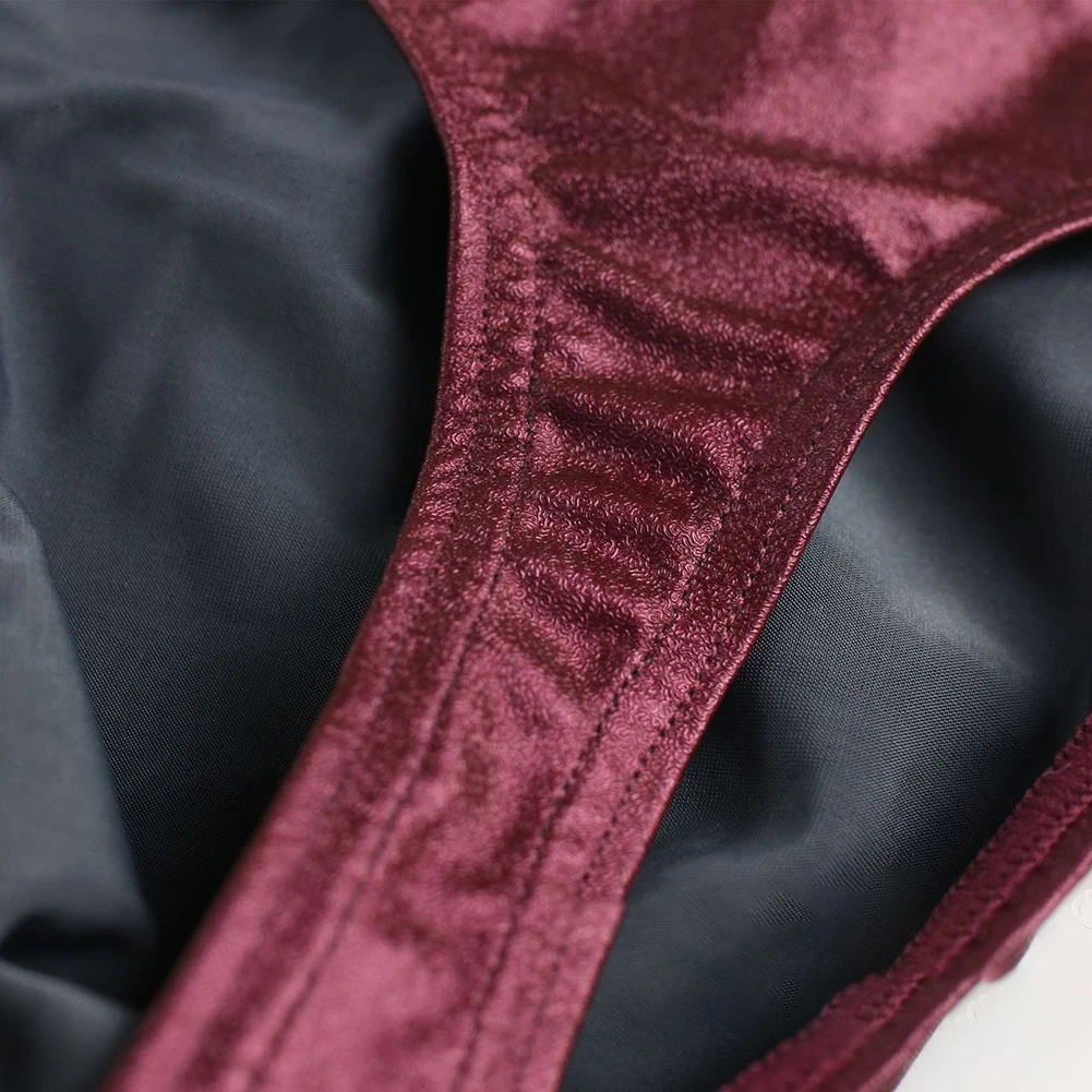 Men Low Waist G-Strings T-Back Femboy Pouch Solid Faux Leather Japanese Thongs Sexy Accessories Hot Underpants Adult Underwear