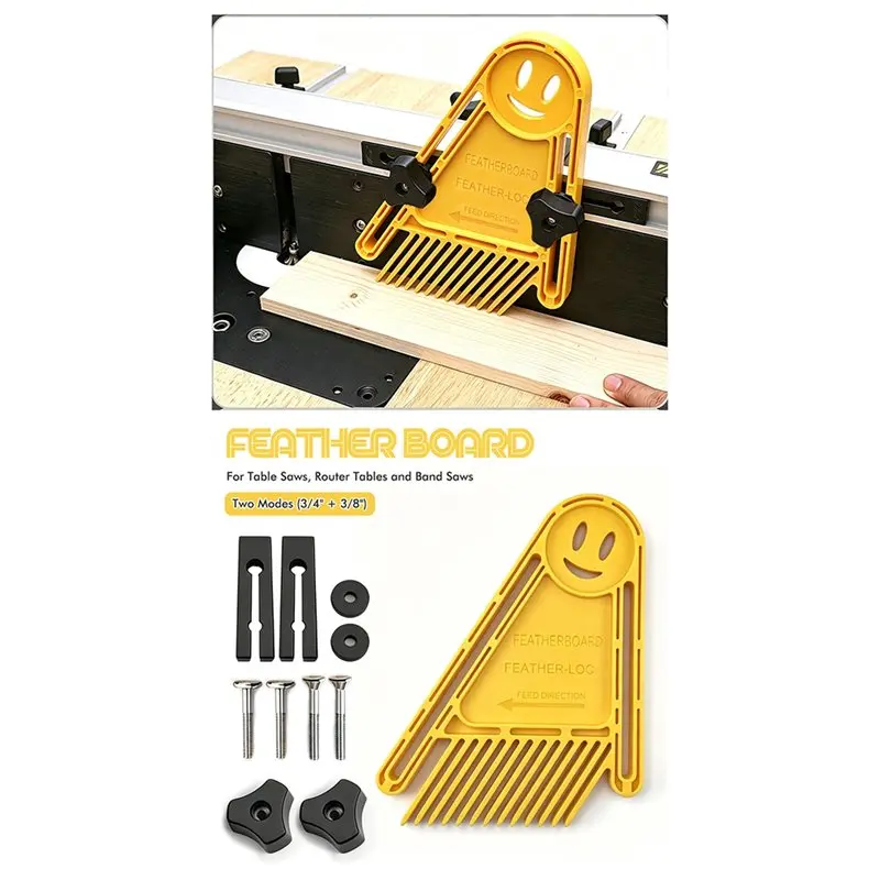 XSXS-2Pcs Multi-Purpose Feathers Loc Board Set Woodworking Engraving Machine Double Featherboards Miter Gauge Slot DIY Tools