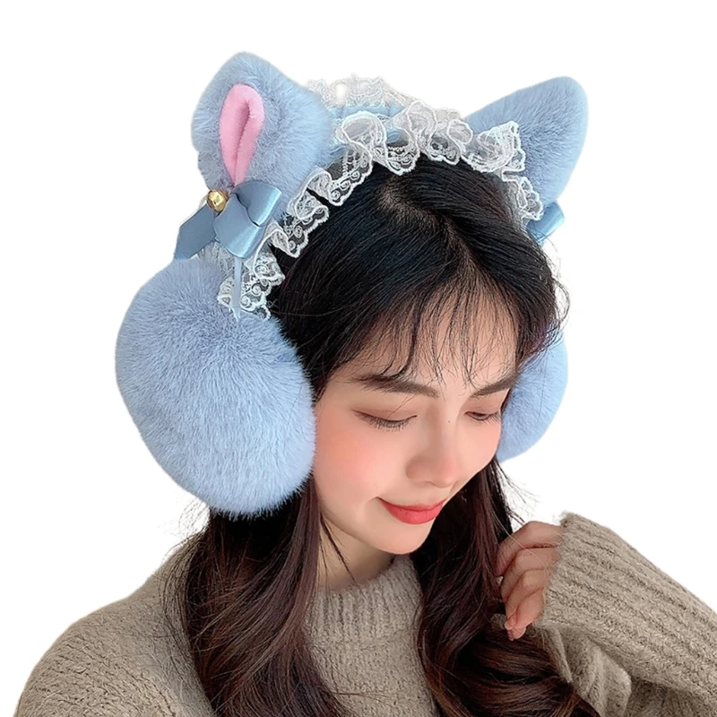 Earmuff sang trọng Earcaps Fleece Princess Earflaps Earmuffs động vật cho bé gái có thể gập lại