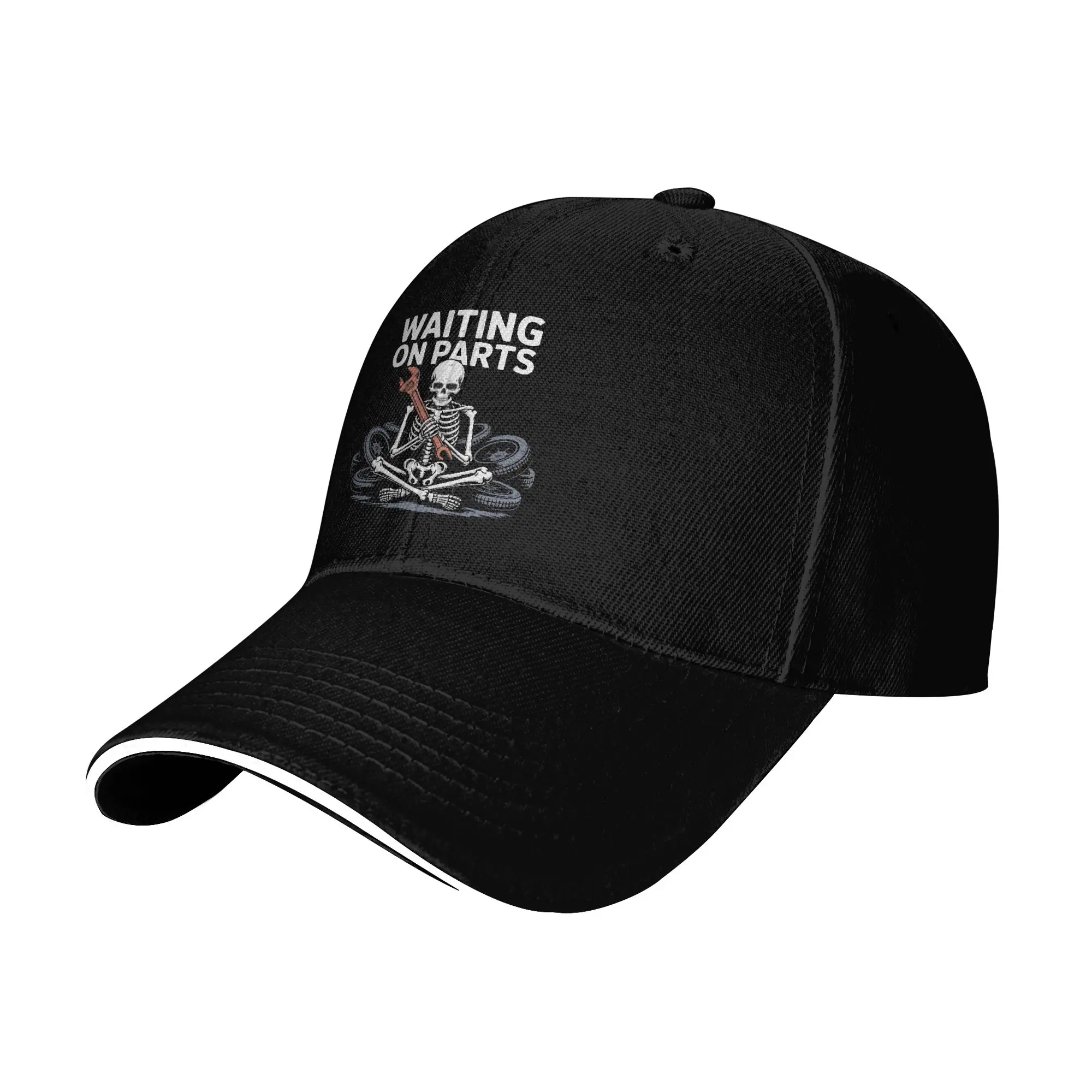 Casual Baseball Cap Funny Waiting On Parts Mechanic Skeleton Auto Repair Life Trucker Hat For Men Sun-Proof Baseball Caps