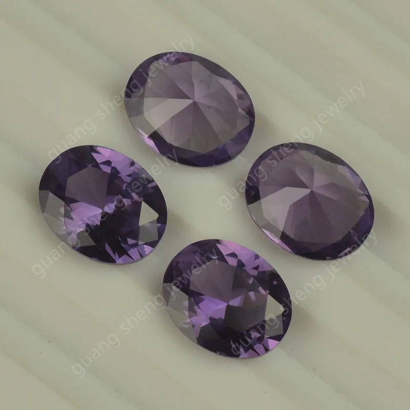 GS Heat Resisting 2x3~13x18mm Loose 46# Purple Corundum Stone Oval Shape Brilliant Cut Alexandrite Gemstone For Ring Face