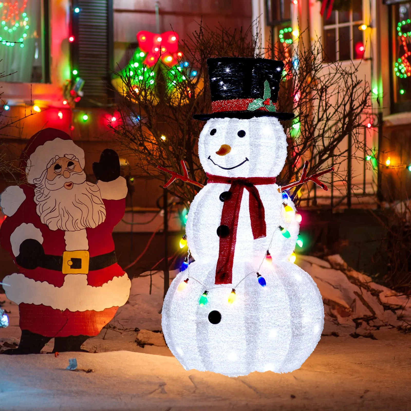 

Рождественский снеговик 4 фута с LED-подсветкой для украшения сада, газонов и двора