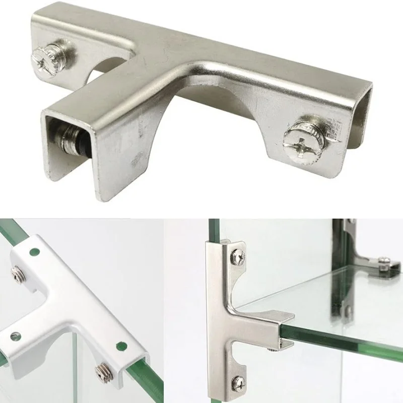 2pcs  Glass Fixing Clip Clamp 3 Way Glass Connector Furniture Hardware Glass Corner Guard 90 Degree Right Angle T-Shaped Clip
