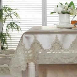 EIFLOY-Vintage Velvet Rectangular Tablecloths with Lace, Dining, Coffee Party, Event Decor, Square Fabric Table Cover, Soft