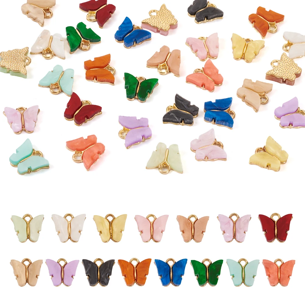 30~32Pcs/Set Butterfly Charm Colorful Acrylic Butterfly Pendants for DIY Earrings Bracelet Necklace Jewelry Making Accessories