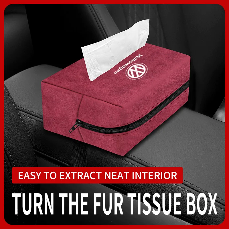 Volkswagen, tissue box, tissue box storage bag, car seat back armrest box, hanging tissue bag, genuine leather suede