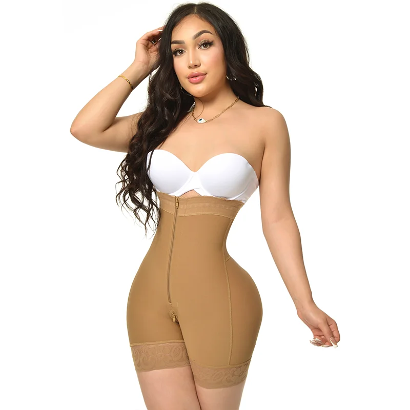 Fajas Colombianas Compression Shapewear Open Bust Tummy Control with Zipper Extra Firm Zipper Crotch Control Body Shaper XXS