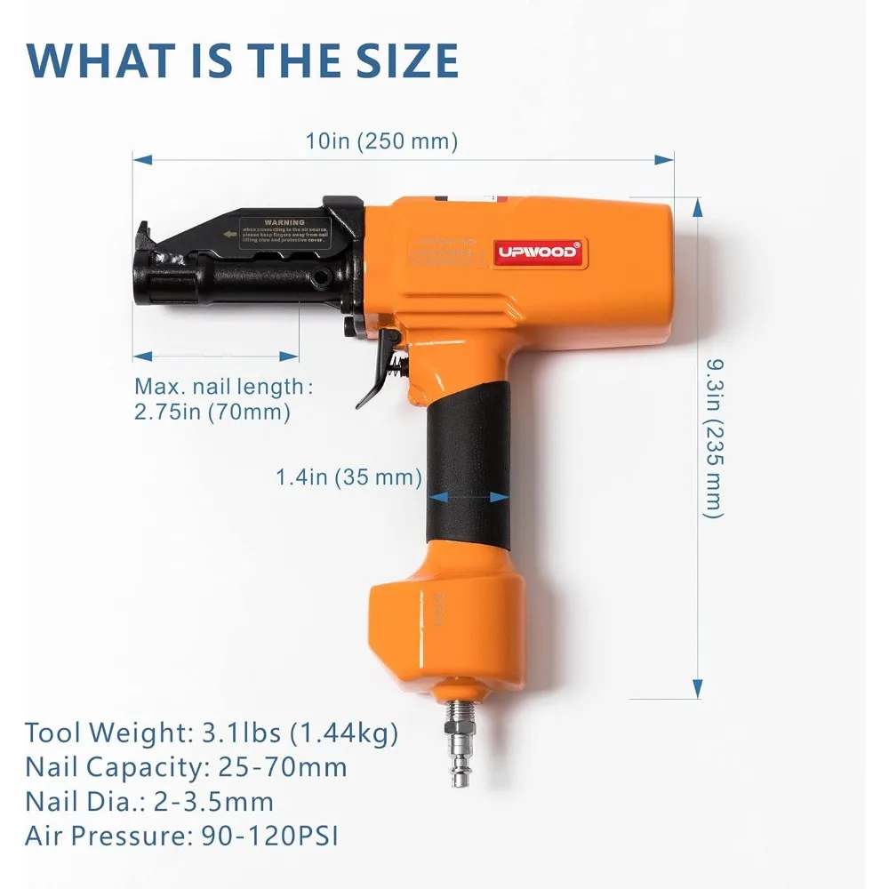 Air Nail Puller Nail Remover Pneumatic Denailer Tool for Recycled Wood Fence Pallet (Ideal for soft or medium-hard woods)