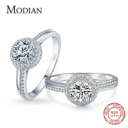 Modian Classic Wedding Ring 100% 925 Sterling Silver Clear Cubic Zirconia Rings For Women Engagement Statement Fine Jewelry