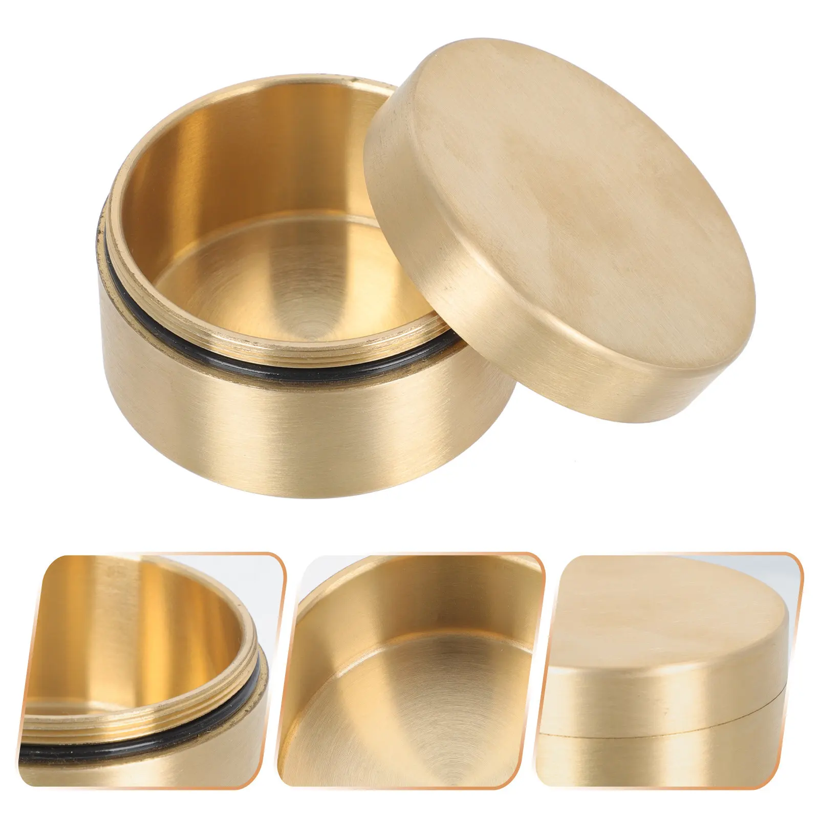 

1pc Round Copper Medicine Box Dustproof Waterproof Jewelry Storage Case Desktop Decor For Ring Necklace Bracelet Organizer