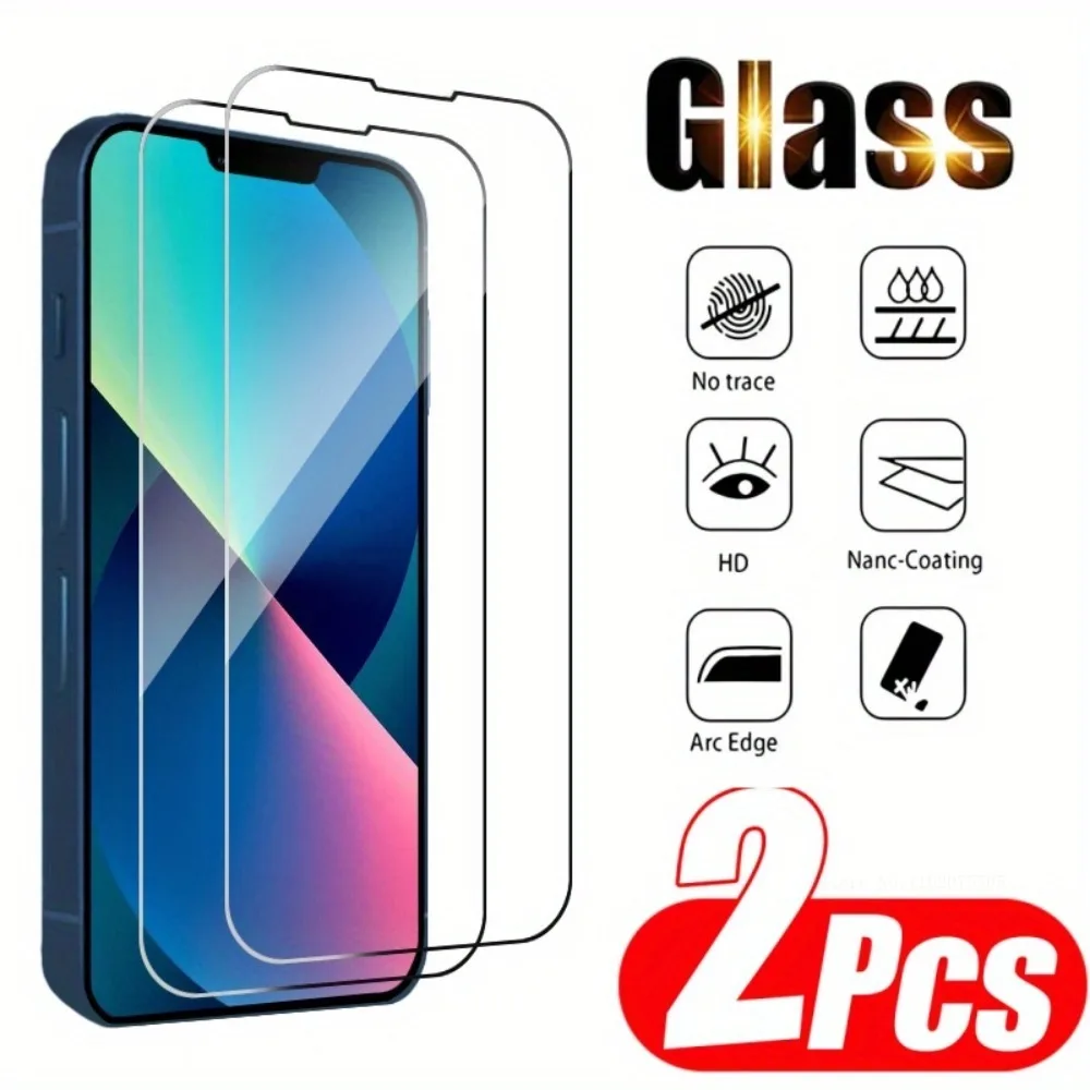 

2Pcs High-Definition Screen Protectors for IPhone 11/12/13/14/15/16/17 Promax 15 Plus Full-Screen Tempered Glass 17Air 12 13Mini