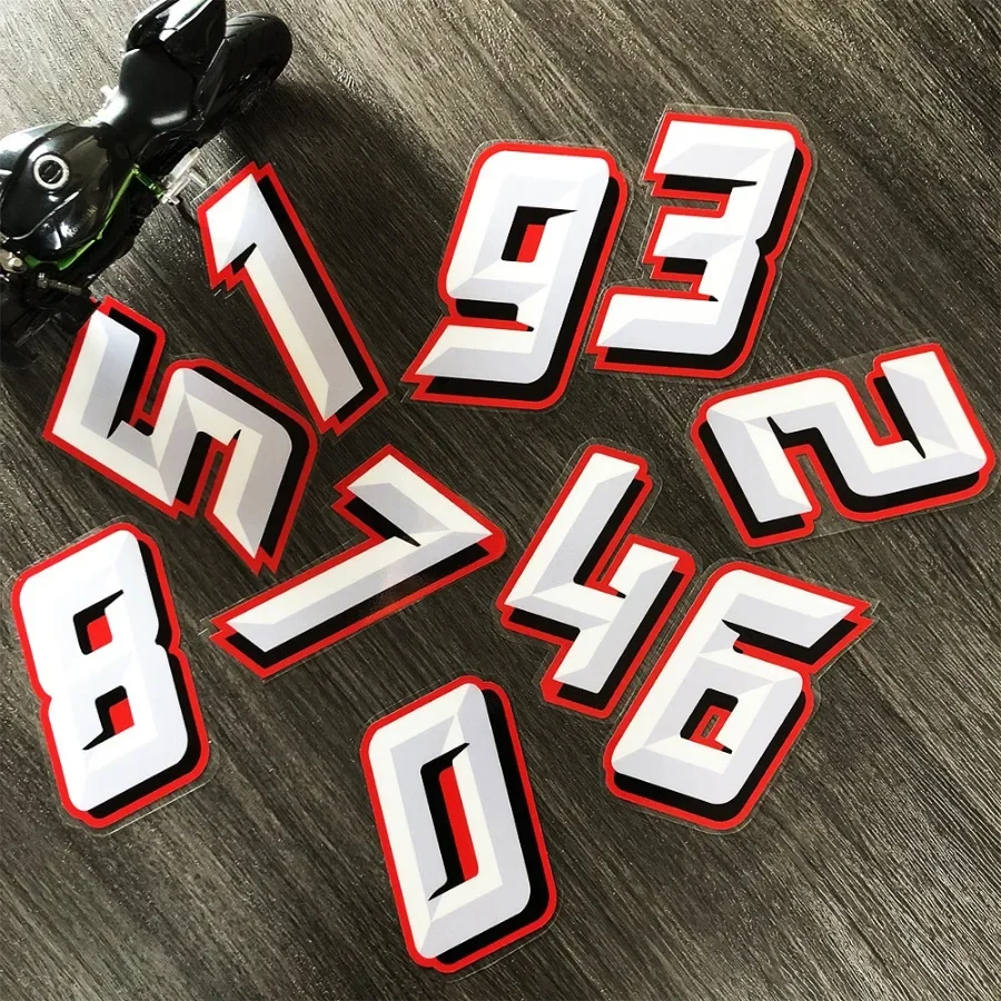 Motorcycle Number Sticker 0-9 Reflective Vinyl Decal Racing Digit For Helmet Tailgate Windscreen Bike Decoration