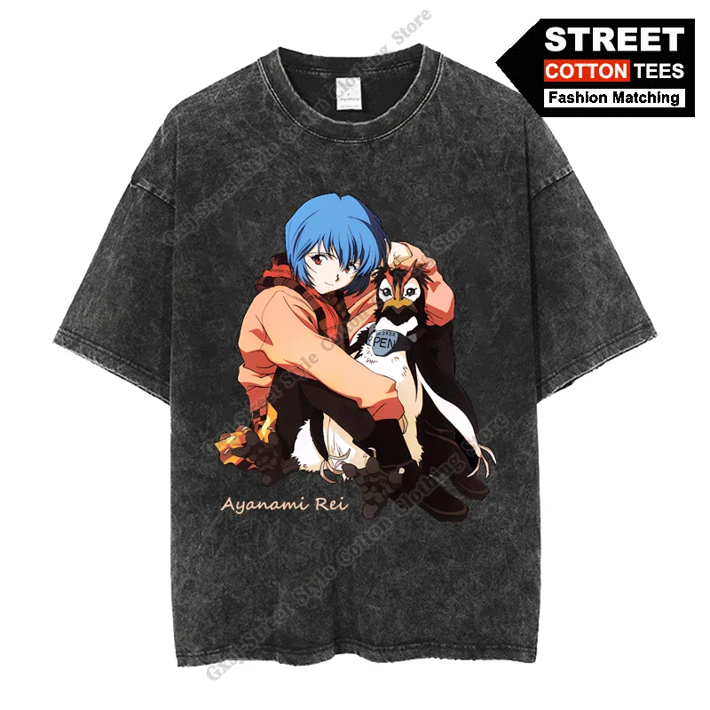 

Cute Anime Girl Print T-shirt Cotton Washed Vintage Oversized Loose T Shirt y2k Harajuku Hip Hop Street Men Women Casual Tees