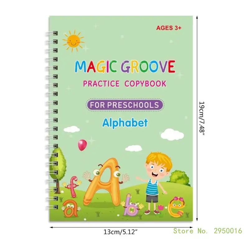 Copybook reutilizável para crianças, escrita e livro de prática pré-escolar, idade 3-8