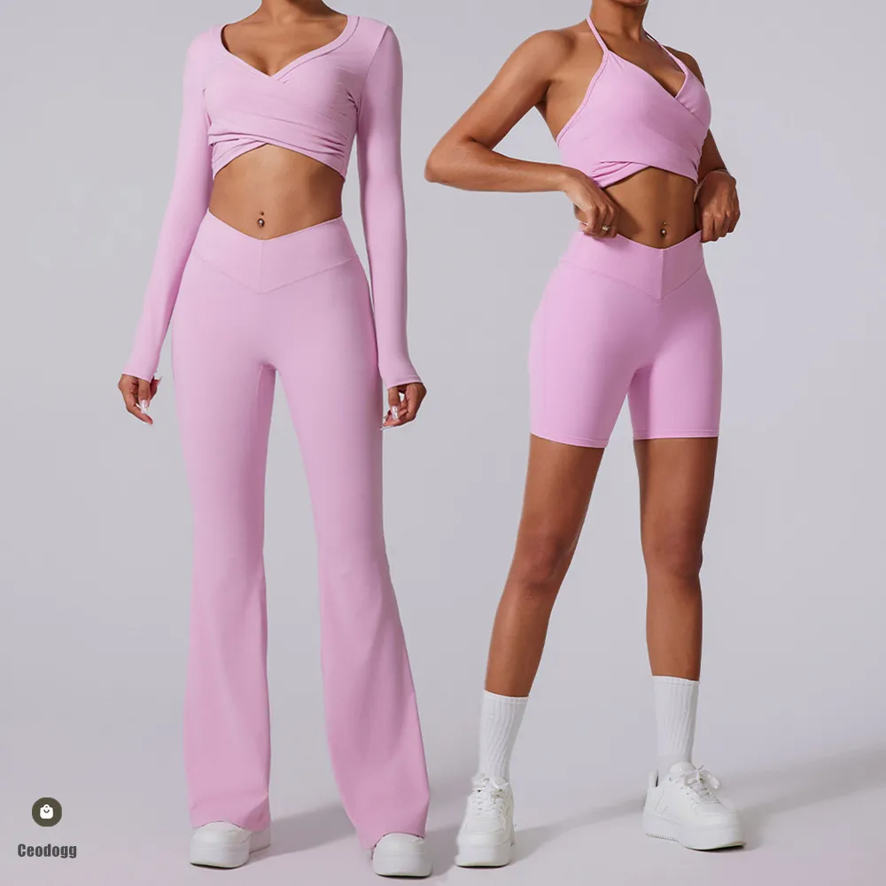 قميص رياضي بأكمام طويلة قميص نسائي قصير للصالة الرياضية قمصان نسائية للتمرين سريعة الجفاف ملابس لليوجا ملابس رياضية للنساء XP101